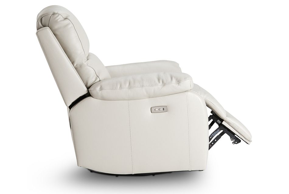 Mason Light Gray Leather Power Swivel Glider Recliner